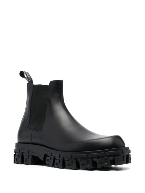 versace chunky sole chelsea boots|Versace Greca Portico Leather Chelsea Boots .